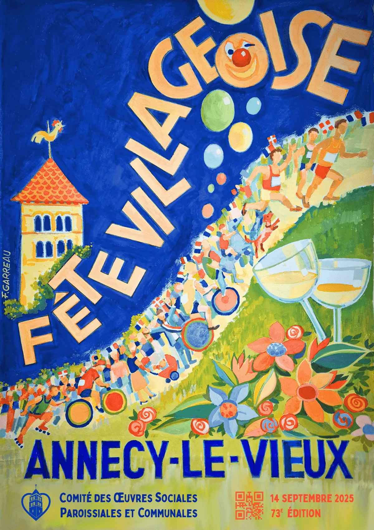 Affiche 2025 de la F&ecirc;te Villageoise d'Annecy-le-Vieux, 73e &eacute;dition.