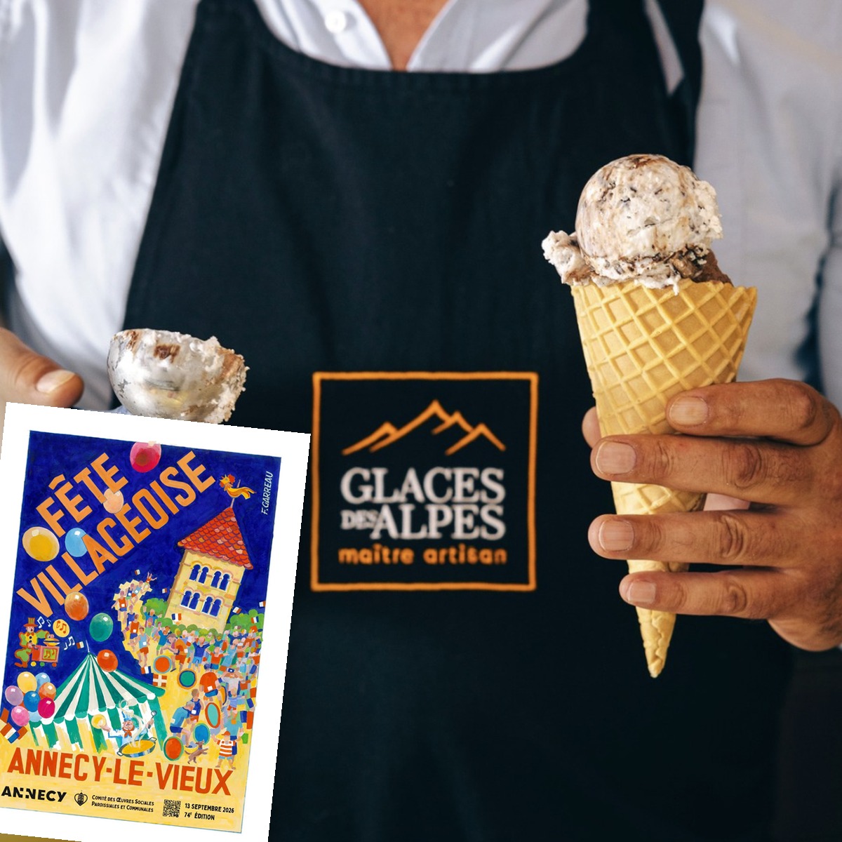 L’affiche 2026 de la Fête Villageoise chez Glaces des Alpes